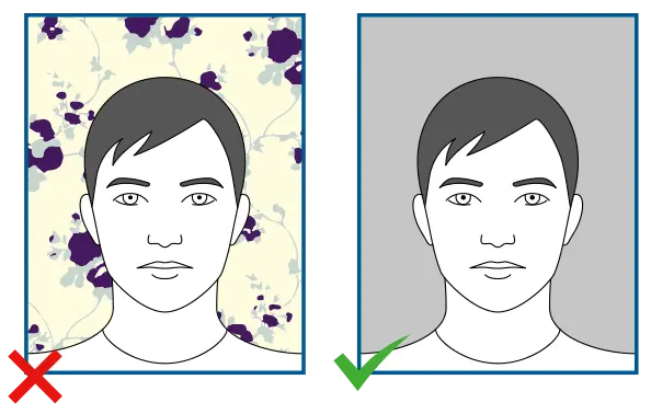 A proper white background compared to an incorrect, patterned background