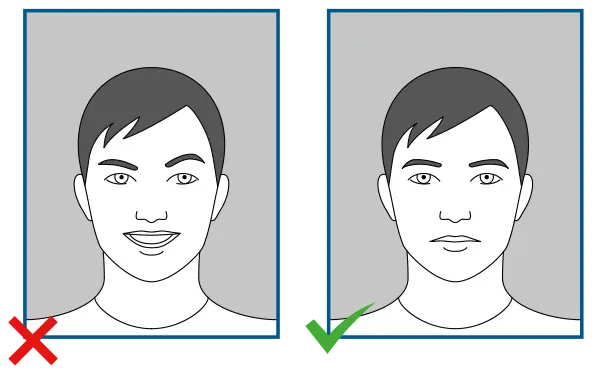 A person with a neutral expression next to someone smiling