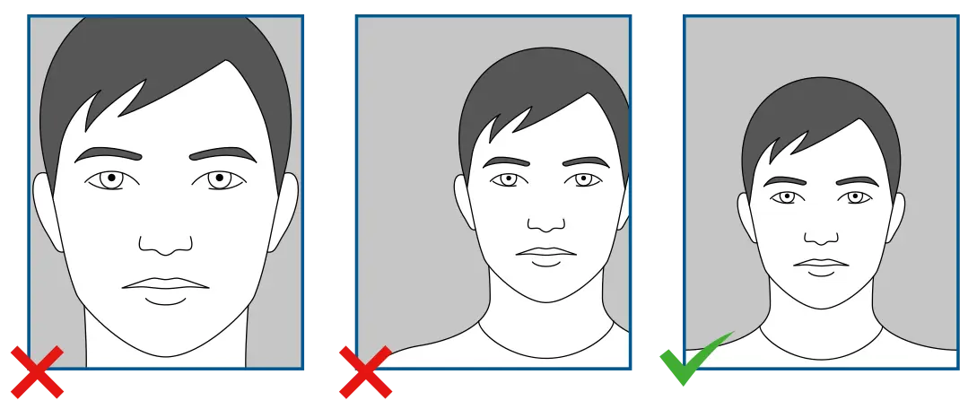 A correctly centered head compared to a slightly tilted head
